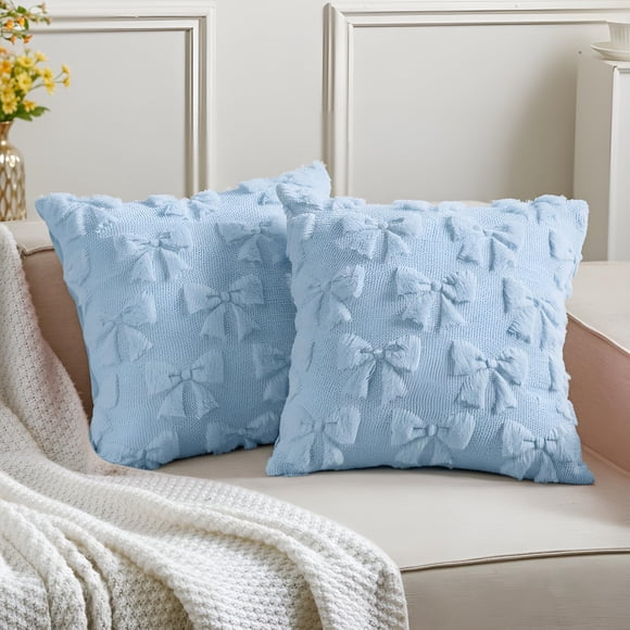 Juego de 2 fundas de almohada Mixweer Bow, color azul, 46 x 46 cm