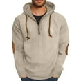 thumbnail image 3 of Txeol 1/4 Zip Pullover Mens Big and Tall Corduroy Hooded Sweatshirt Color Block Outdoor Athletic Drawstring Hoodies,Khaki,XXXL, 3 of 7