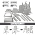 thumbnail image 2 of Tall Adirondack Chairs Set of 2，Outdoor Adirondack Barstools with Double Connecting Tray Patio Stools Weather Resistant for Outdoor Deck Lawn Pool Backyard, Light Grey, 2 of 7