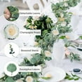 thumbnail image 2 of Eucalyptus Garland Spring Decorations 6.56 Ft Lush Silver Dollar Leaves Boxwood Artificial Faux Greenery Vines for Baby Shower Wedding Party Table Runner Room Home Mantle Decor, Champagne, 2 of 13