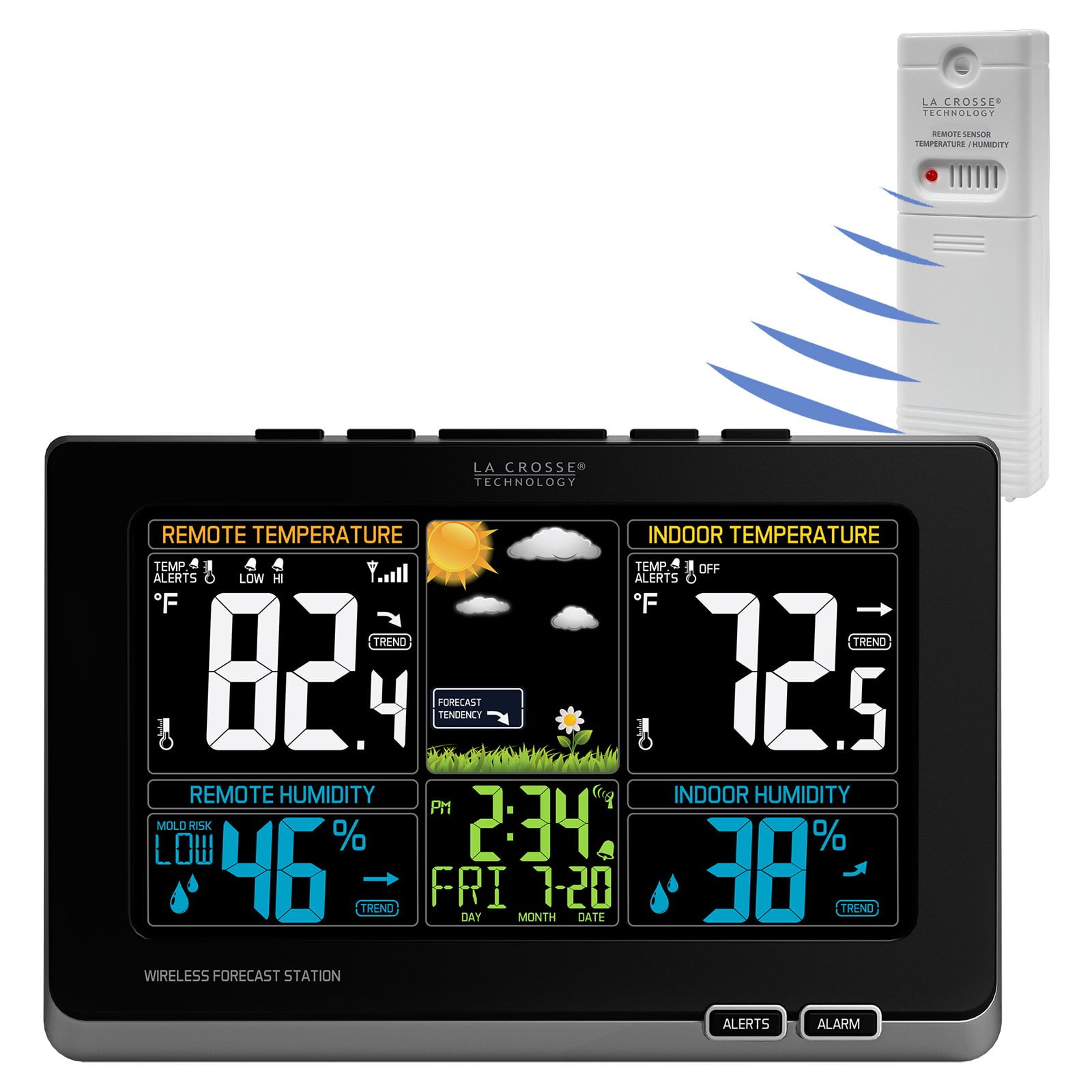 La Crosse Color Weather Station with In/Out Temperature Humidity Sensor Portable eBay