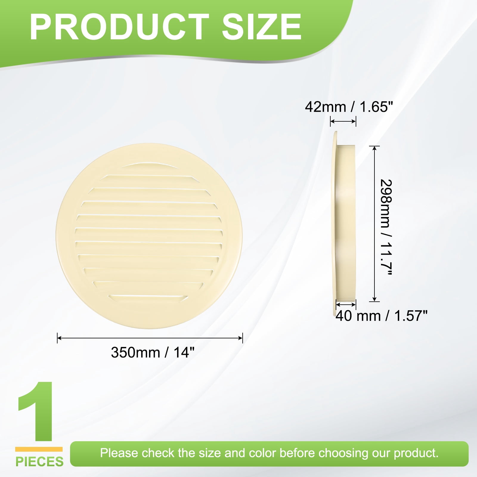 Uxcell 11.7" Round Air Vent, Louver Grille Cover Aluminum Alloy Soffit Vent HVAC Ventilation for Ceiling Wall Roofing Bathroom Kitchen Garage Duct Shed Garage, Beige