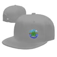 thumbnail image 4 of DouZhe Flat Brim Cap Snapback Hat, Cartoon Fishing Frog Prints Adjustable Gray Adult Baseball Cap, 4 of 6