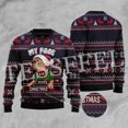 thumbnail image 3 of Suéter feo de punto divertido de Navidad de algodón con diseño de Papá Noel y mascotas, estilo vintage e informal de invierno, estilo Harajuku, retro, de manga larga, con impresión 3D, 3 of 5