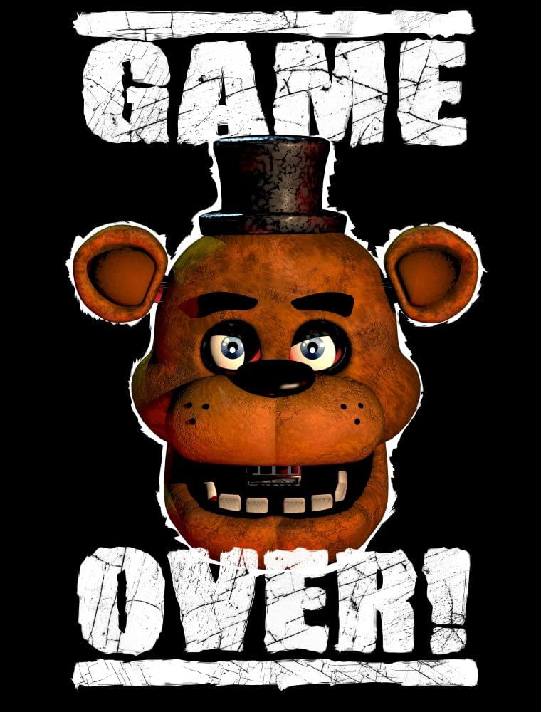Five Nights at Freddy's Game Over Freddy Face Boy's Black T-shirt-S