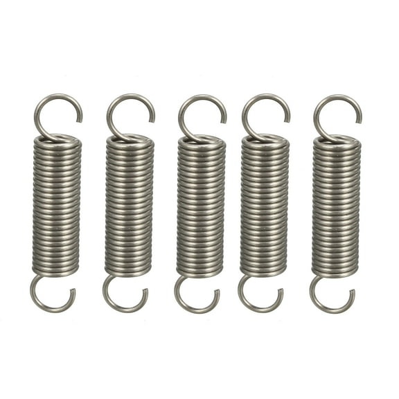 1.2x10x50mm Stainless Steel Small Dual Hook Tension Spring, 5pcs