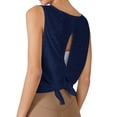 thumbnail image 2 of Workout Tank Tops Open Back Yoga Exercise Shirts Tie Back Athletic Clothes for Women Women's Casual Sleeveless Round Neck Tee Breathable Athletic Wear for Sports and Daily Comfort, Dark Blue L, 2 of 5
