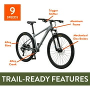 Ozark Trail M.2 Ridge 29 in Mountain Bike, Medium 17 in Frame, Fits Riders 5 ft 7 in - 5 ft 11 in, Gray, Adult, Unisex