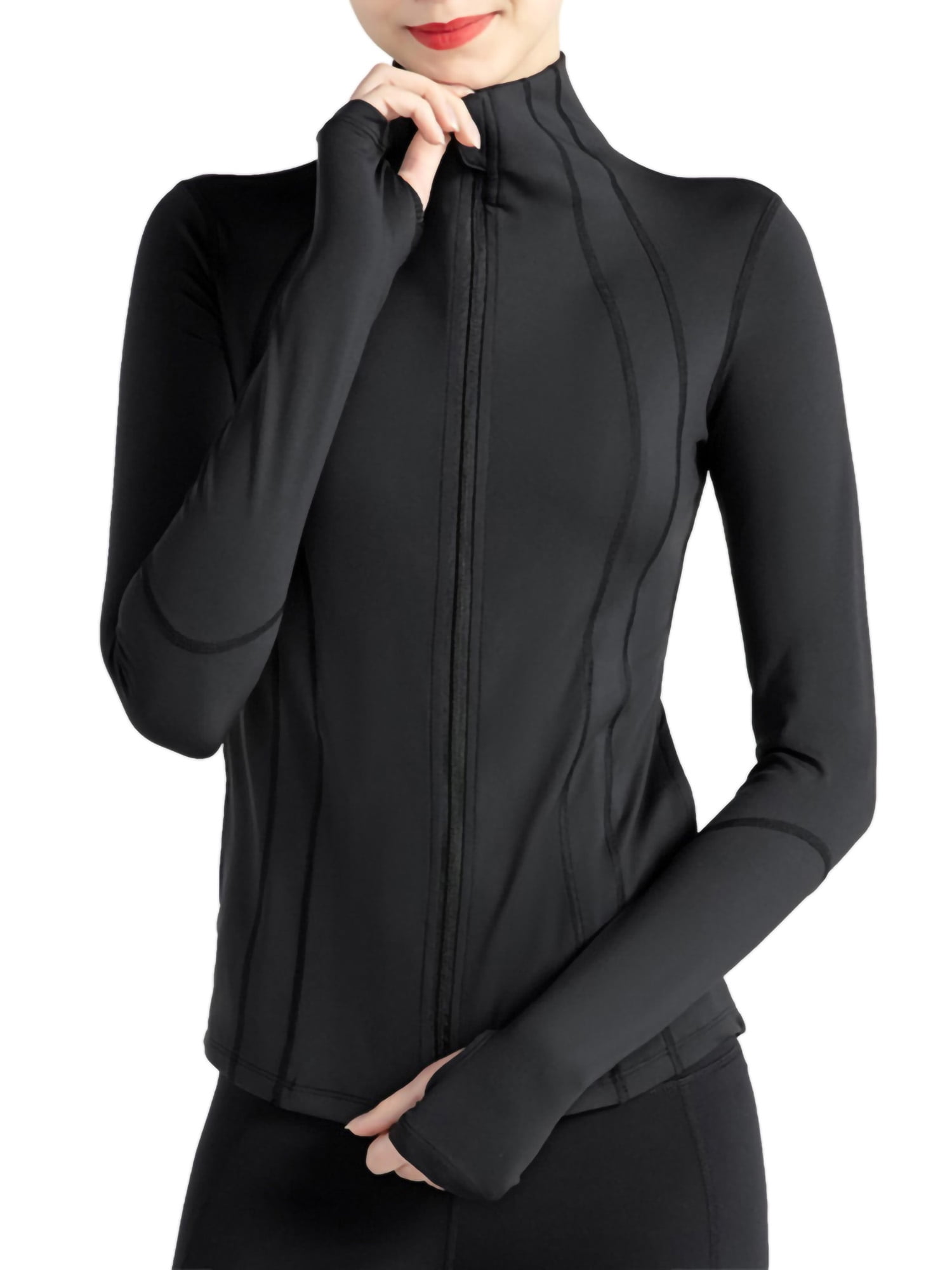 Women's Stretchy Athletic Workout Lightweight Jacket Full Zip Running Track Jacket 