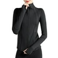 thumbnail image 1 of Genuiskids Women's Yoga Coat Running Track Cycling Workout Jacket Solid Color Long Sleeve Side Pockets Mock Neck Front Zipper Slim Fit Sports Jacket Outerwear, 1 of 6