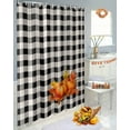 thumbnail image 5 of Shower Curtain, Farm Harvest Pumpkins Waterproof Shower Curtain Set with Hooks for Bathroom Showers,Stalls and Bathtubs,72x84In Classic Black White Buffalo Plaid, 5 of 7