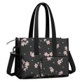 thumbnail image 2 of Teacher Tote Bag,Pioneer Flower Floral Print Pattern Teacher Utility Tote Bag,Large Work Tote Bags for Women with Multiple Pockets,Top Zipper Closure,13.8x10.6x6.7 Inch, 2 of 5