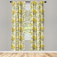 thumbnail image 2 of Ambesonne Vintage 4-Panel Curtains, Narcissus Wildflowers, 56"x63", Yellow Cream Pale Green, 2 of 4
