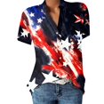 thumbnail image 1 of Gibobby Camisetas Mujer Baratas Manga Corta Camiseta manga corta con estampado flores y cuello en V encaje informal a la moda verano para mujer(Rojo,XL), 1 of 3