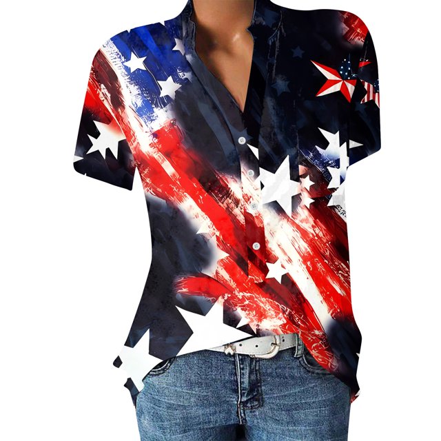 Gibobby Camisetas Mujer Baratas Manga Corta Camiseta manga corta con estampado flores y cuello en V encaje informal a la moda verano para mujer(Rojo,XL)