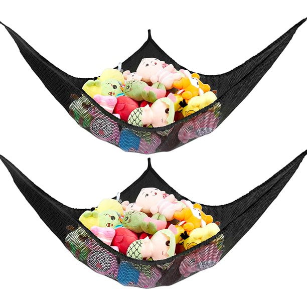 Jumbo Toy Hammock Stuffed Animals and Toy Storage Hammock Net,Black,（70