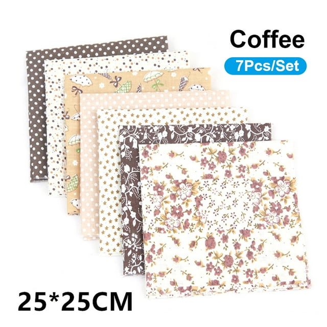 Mistaha 7Pcs/Set DIY Assorted Pattern Floral Printed Patchwork Cotton Fabric Cloth Sewing Quilting Cloth 250x250mm