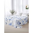 thumbnail image 5 of Blue Leaf King Size Flat Sheet, Wrinkleproof & Fadeproof Cooling Flat Bed Sheet Only, Modern Botanical Foliage Plant Country Flower Breathable Soft Bedding Top Sheets 105 x 98 Inches, 5 of 8