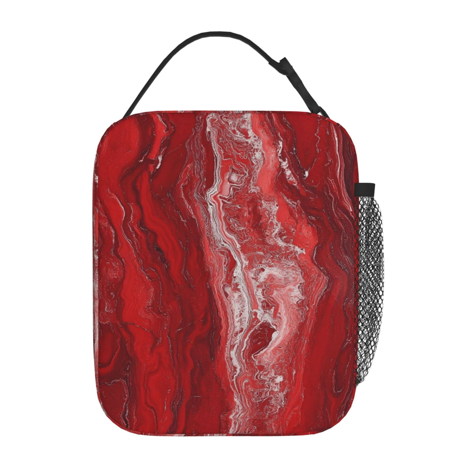 Lunch Bag For Women Men Lovely Lunch Tote Bags Reusable Insulated Lunch Box Large Capacity Cooler For Work Picnic Travel\r\n Red Marble_1