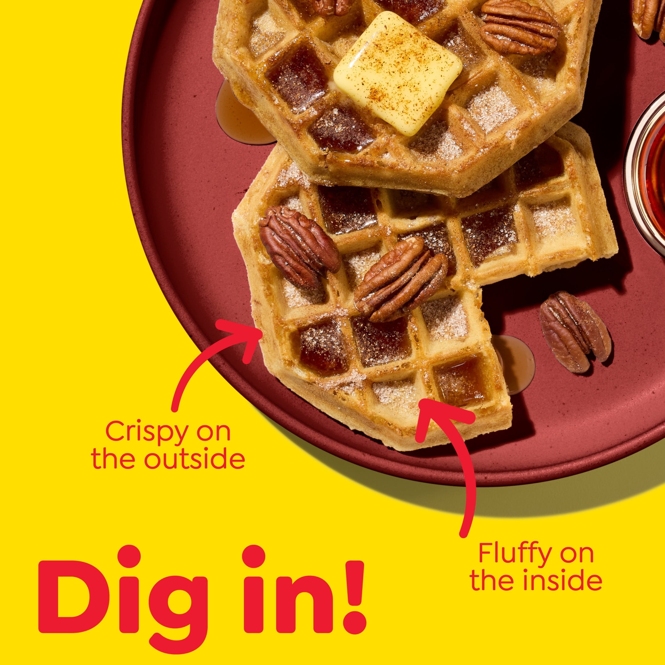 Eggo Thick and Fluffy Cinnamon Brown Sugar Waffles, Breakfast Food, 11.6 oz, 6 Count (Frozen)