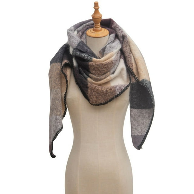 Scarf for Women, Ladies Plaid Scarf European And Winter Circular Yarn Triangular Shawl Scarf