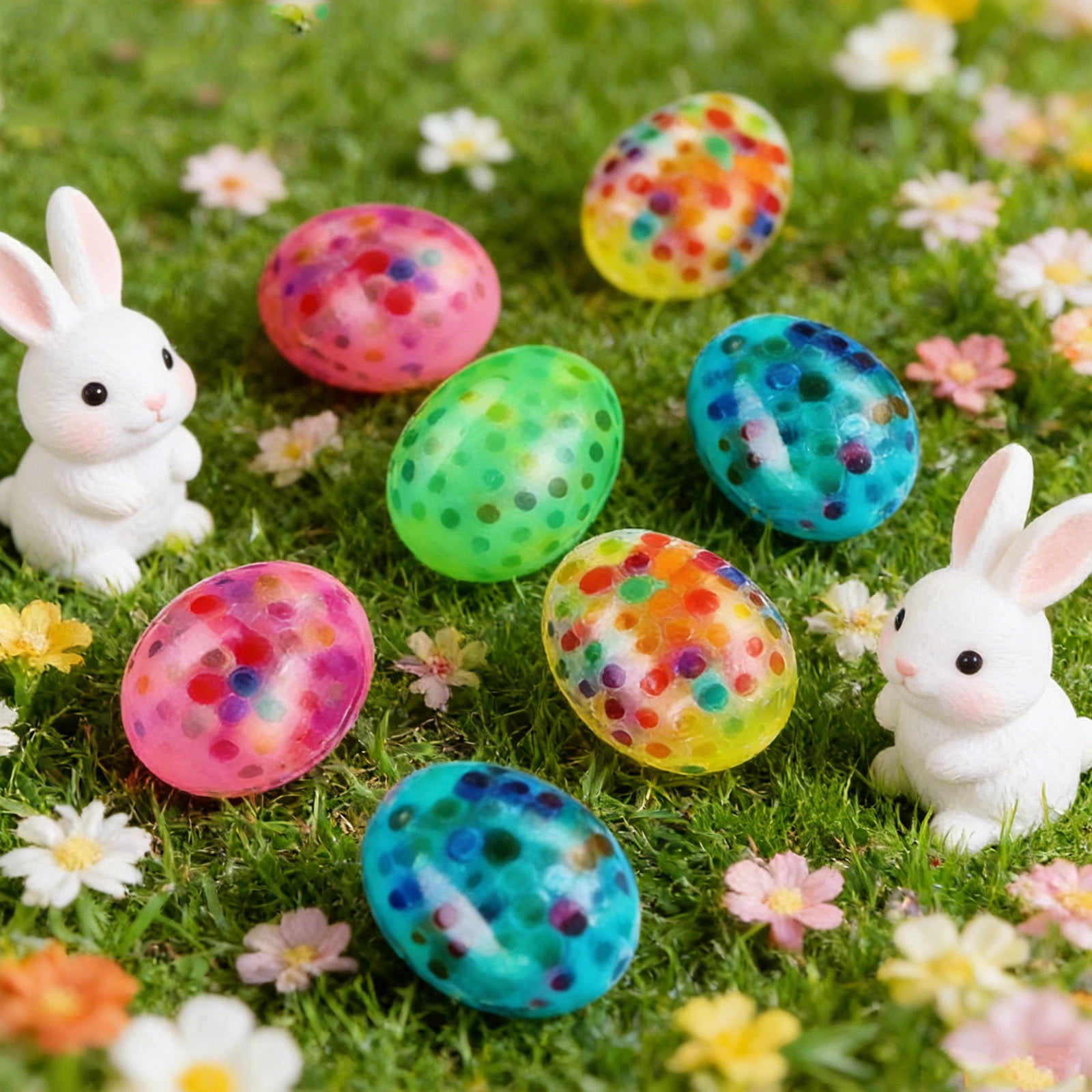 AZXY 12Pcs Easter Egg Daily Pinch Value Set, Soft Silicone Bead Filled Slow Rebound Handheld Squeeze Accessory