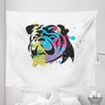 thumbnail image 1 of English Bulldog Tapestry, Bulldog Portrait with Rainbow Style Color Splashes Simplistic Animal Design, Fabric Wall Hanging Decor for Bedroom Living Room Dorm, 5 Sizes, Multicolor, by Ambesonne, 1 of 1