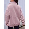 thumbnail image 5 of Women Fall Half Zip Pullover Oversized Fleece Mock Neck Hoodies Fashion Outfits Winter Clothing Lotus Pink M, 5 of 6