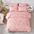 thumbnail image 3 of Flymme King Size Comforter Sets Pink 7 Pieces Bed in a Bag King Marble Bedding All Season Luxury Soft Microfiber Gold Marble Texture Bed Set for Women Man, 3 of 8