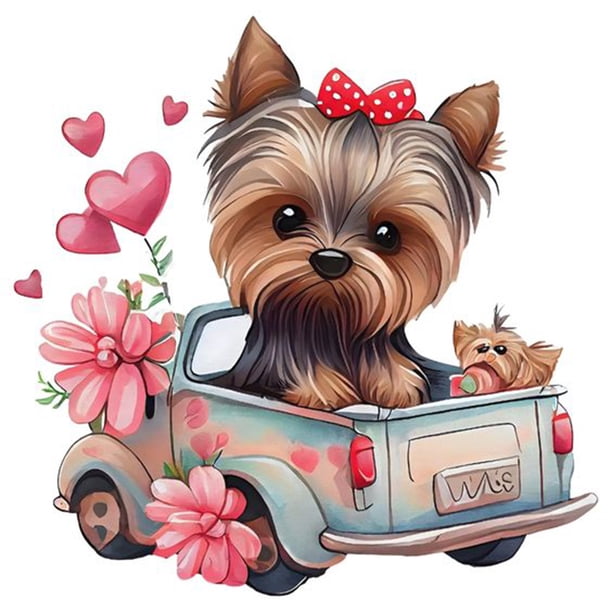 (HQ221) Resina Diamante Serie Animal Yorkshire Terrier 30*30CM