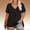 Black, variant on Women's Plus Size Solid Color Short Sleeve Tee Shirt V Neck Basic Ladies Loose Fit T Shirt with Dot Silver