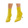 thumbnail image 3 of Innerwin Bottines pour Femmes à Talon Haut, Talon Aiguille, Chaussures d'Hiver à Enfiler, Bout Pointu, Formel, Jaune 7.5, 3 of 9