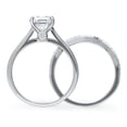 thumbnail image 4 of BERRICLE Sterling Silver Solitaire Wedding Engagement Rings 1.2 Carat Princess Cut Cubic Zirconia CZ Wishbone Ring Set for Women, Rhodium Plated Size 4, 4 of 11