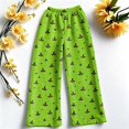 thumbnail image 5 of IYYVV Flannel Halloween Pajama Pants for Women Pumpkin Ghost Print Pjs Pants Fall Winter Soft Loungewear Bottoms Green L, 5 of 6