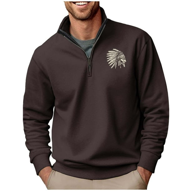 Blusa y camisa de manga larga con cuello alto para hombre, sudadera con capucha estampada, jersey deportivo con media cremallera, blusa de manga larga con cuello alto para hombre, blusa de poliéster