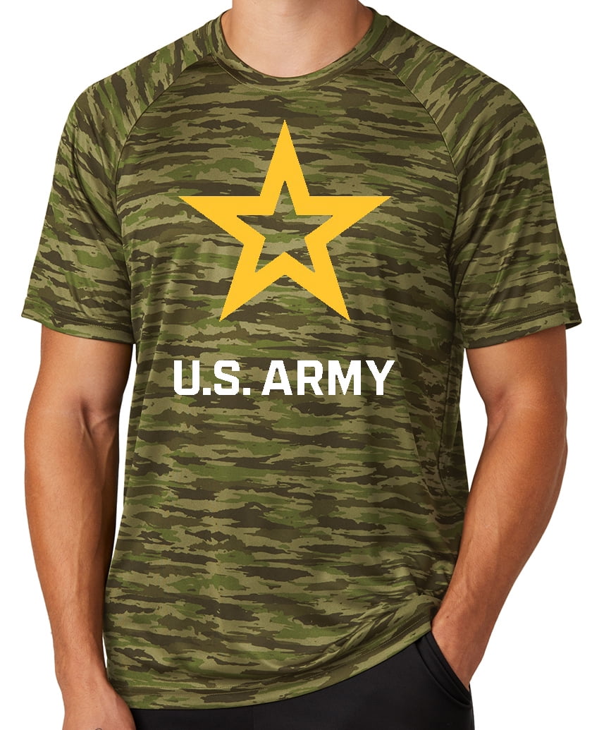 Mens United States Army Star Moisture-Wicking Camo Tee Shirt, XL Olive ...