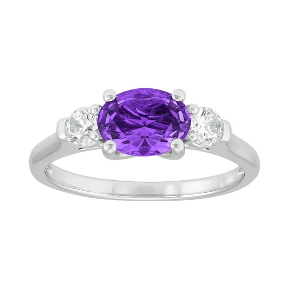 Brilliance Fine Jewelry Oval Simulated Amethyst Ring in Sterling Silver