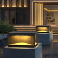 thumbnail image 2 of thinsony Square Metal Striped Decor LED Waterproof Black Solar Fence Post Light, 2 of 9
