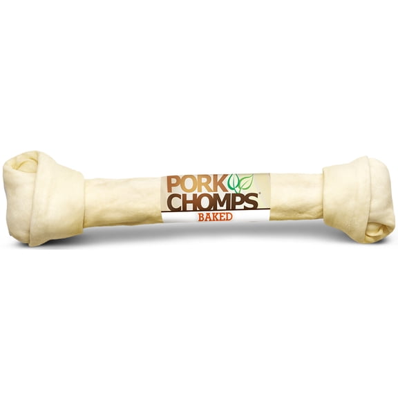 Pork Chomps Premium Rawhide-Free Baked Pork Skin Knotted Dog Bone, 20 Inch, 1 Count