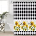 thumbnail image 4 of Shower Curtain Waterproof Shower Curtain for Bathroom,Bathtub,Shower, Sunflower Bee Black White Buffalo Plaid Shower Curtain Set with Hooks for Home Decoration 72x72 Inch, 4 of 6