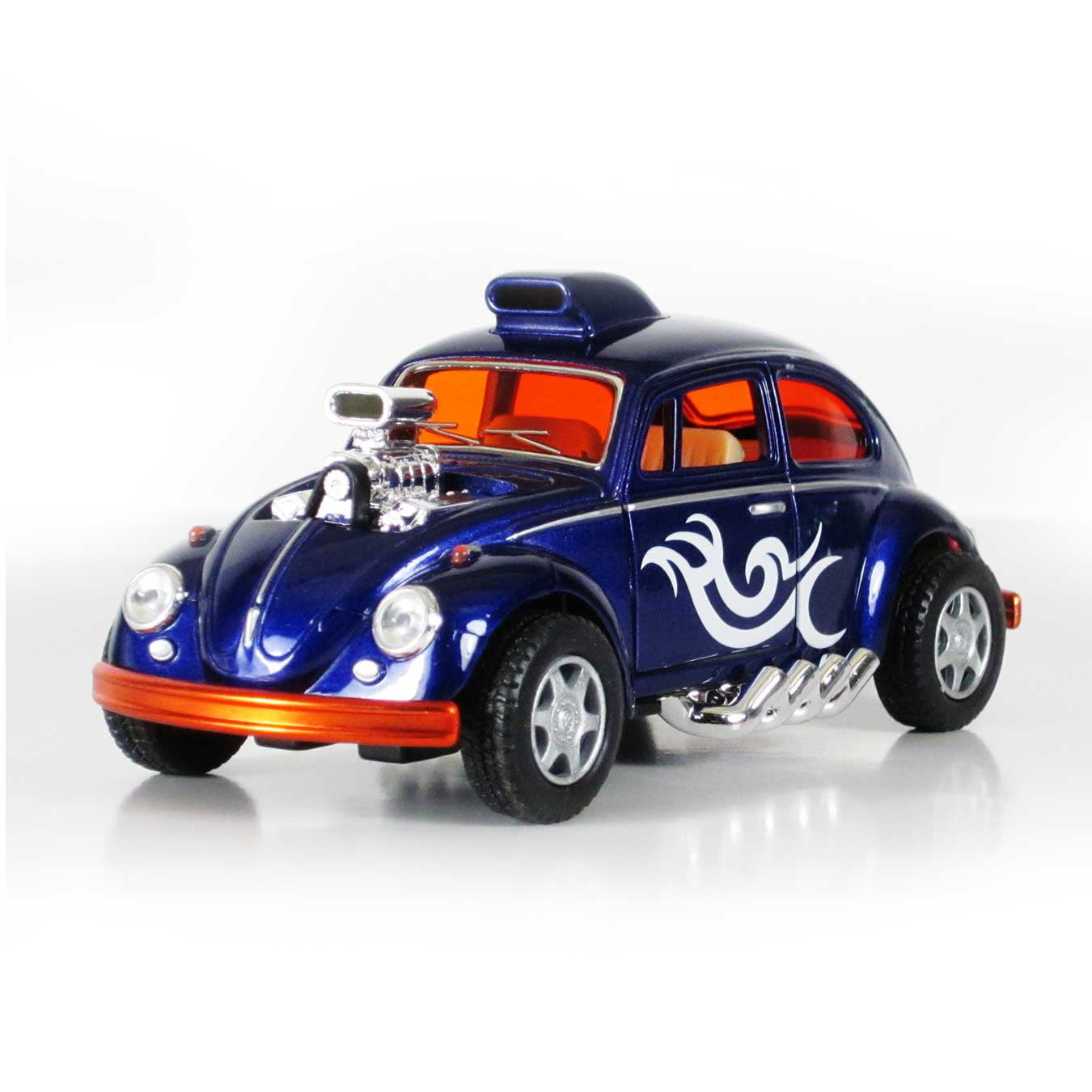 1/32 Scale Generic Box! Blue 5" Die-cast: VW Beetle Custom DRAGRACER 