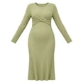 thumbnail image 5 of UKHCCC Women's Maternity Fitted Dress, Long Sleeve Twist Front Stretch Sheath Pregnancy Dress, Mid-Length Casual Dressy Style, 5 of 8