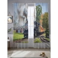 thumbnail image 2 of Steam Train Sheer Curtains 2 Panels Set Hose Green Tree Nature Landscape Countryside Sheer Window Curtains Light Filtering Rod Pocket Voile Drapes for Bedroom Living Room 52"X96", 2 of 8