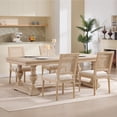 thumbnail image 4 of French Country Dining Chairs Set of 2, Upholstered Chairs with Nature Rattan Square Back, Wire drawing and carving techniques ,Disassemblable , for Living Room, Kitchen , Restaurant Use,Beige, 4 of 7