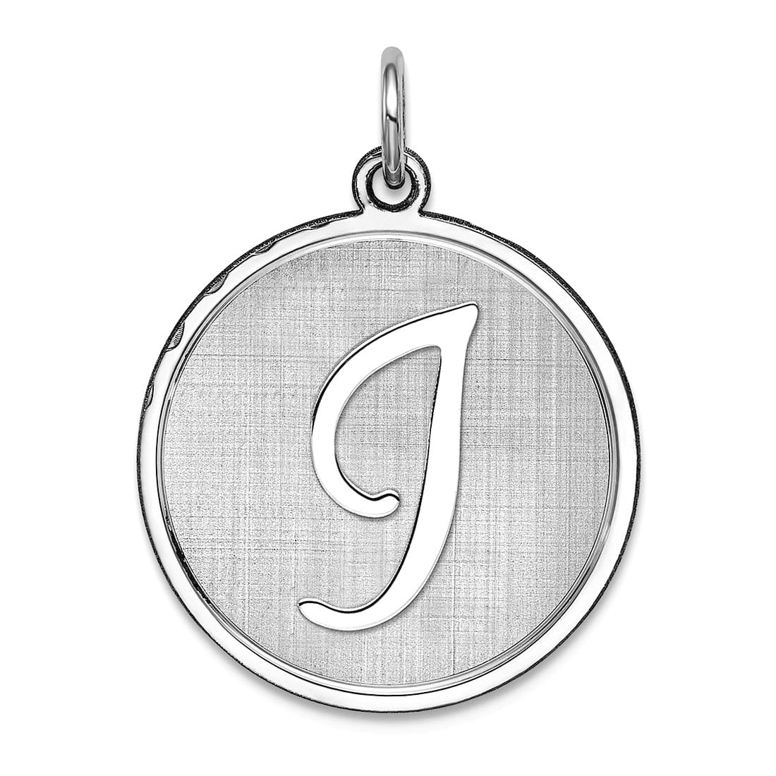 925 Sterling Silver Solid Polished back Brocaded Letter Name Personalized Monogram Initial I Charm 27x20mm Wide Pendant