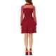 thumbnail image 3 of INSPIRE CHIC Vestido de fiesta con cuello retro y mangas de malla transparente para mujer rojo XS, 3 of 5