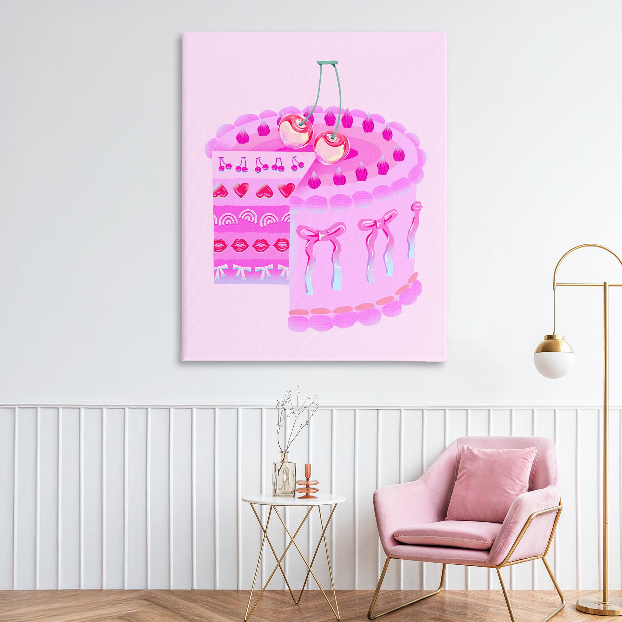 Stupell Industries Pastel Cherry Layered Cake Canvas Wall Art, design by Ziwei Li