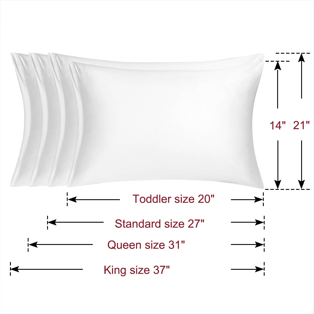 Unique Bargains Set of 4 Silky Satin Pillowcases Pillow Cover White Standard