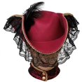 thumbnail image 5 of Slccxzc Non Woven Fabric Tricorn Pirate Hat Feather Lace Trim Adult Headwear, 5 of 7