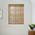 thumbnail image 5 of TWOPAGES Light Filtering 36"x72" Woven Cordless Bamboo Blinds Ramie Roman Shade for French Doors, Bark, 5 of 6